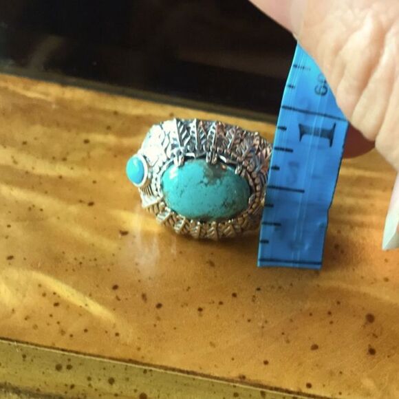 Natural Blue Turquoise Sterling Silver Ring Size 10 - Picture 6 of 7